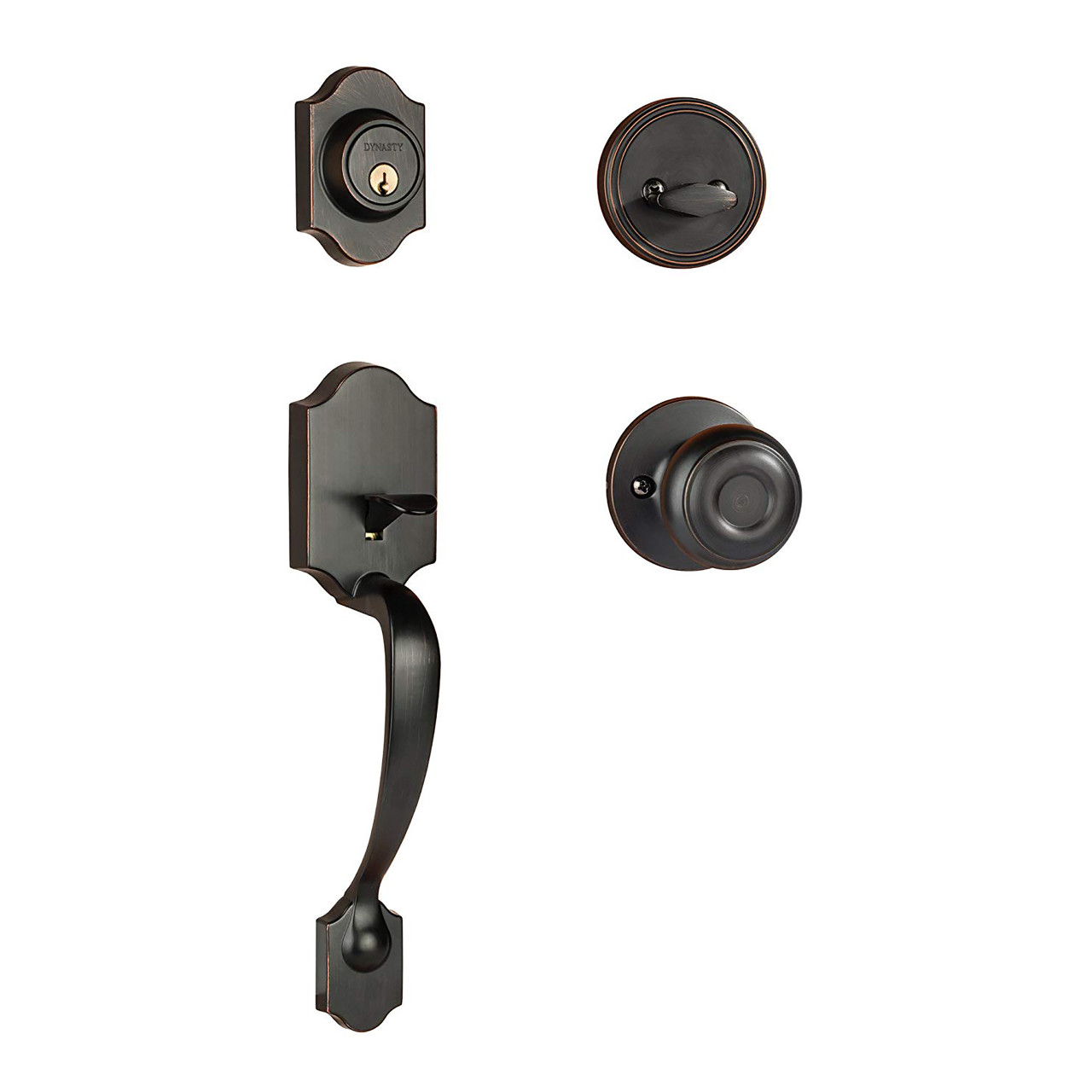 Dynasty Hardware DEN-SIE-100-12P Denver Front Door Handleset, Aged, Oil Rubbed Bronze with Sierra Knob