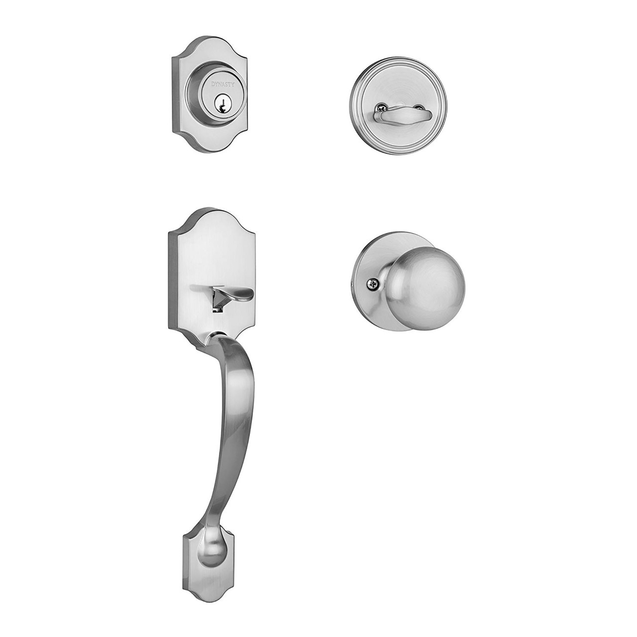 Dynasty Hardware DEN-TAH-100-15 Denver Front Door Handleset, Satin Nickel with Tahoe Knob