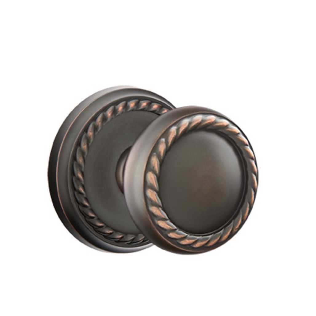 Emtek 8101RKUS10B Rope Door Knob Passage Set With Rope Rosette Oil