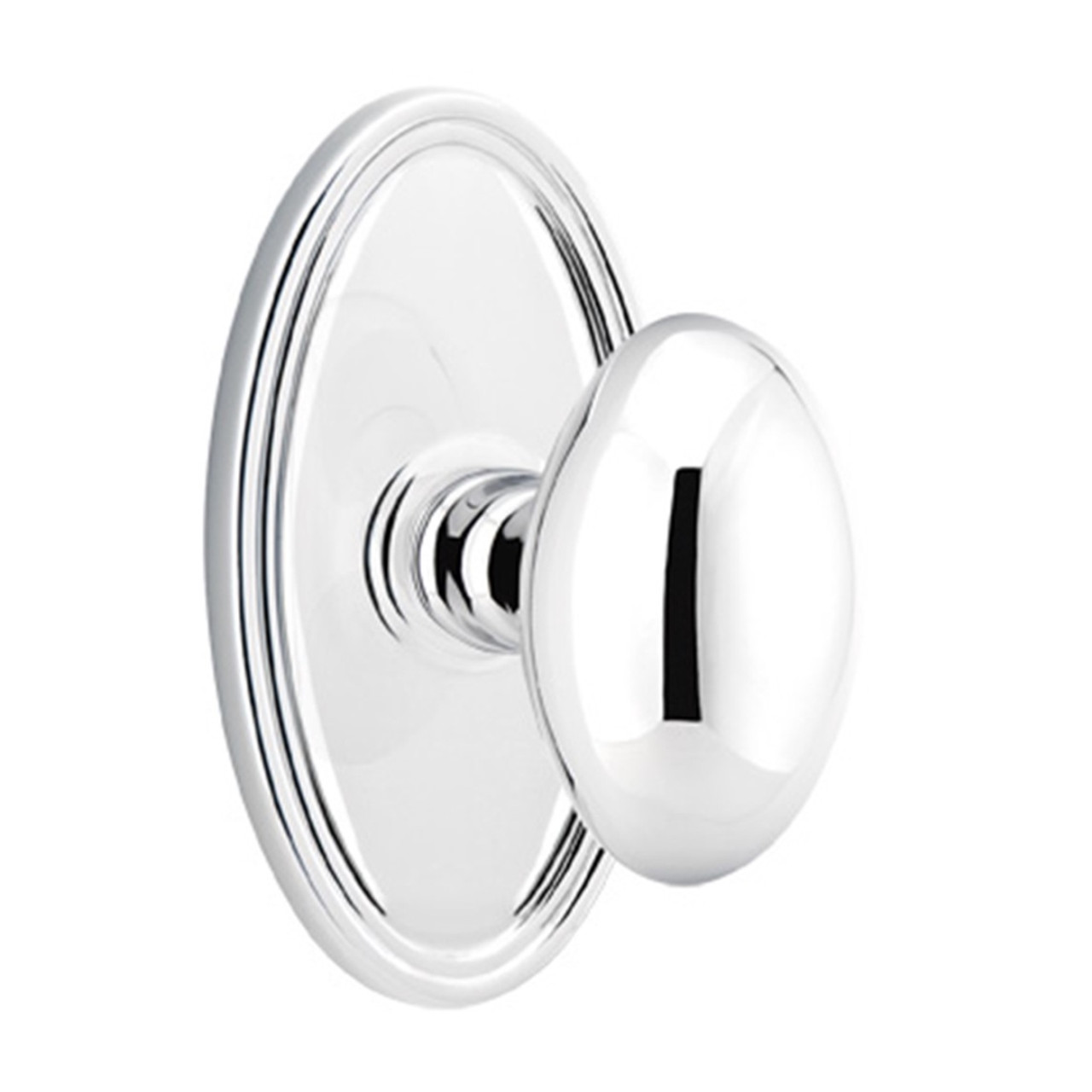 Emtek 8220-E-US26 Egg Door Knob Privacy Set With Oval Rosette Polished  Chrome 