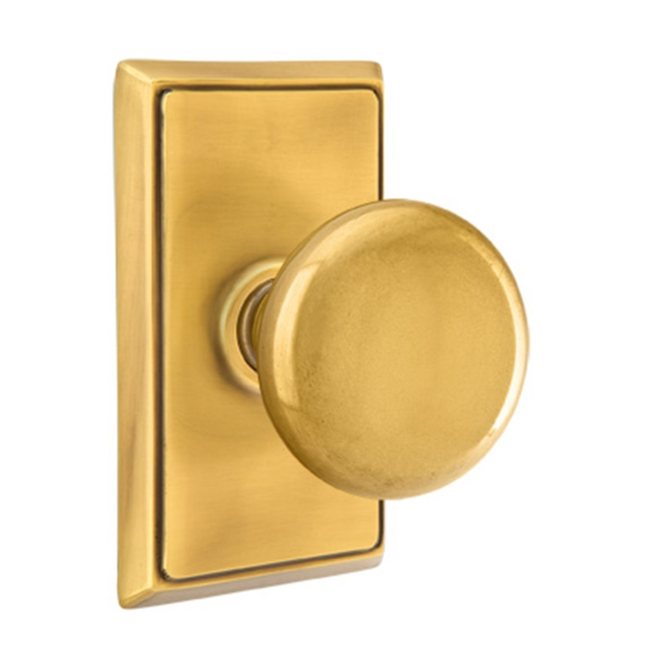 Door Accessories Collection - Rectangular Thumbturn with Disk Double  Rosette Privacy Door Bolt in Satin Brass by Emtek Hardware - 8682RECUS4 1  3/8 2 3/4