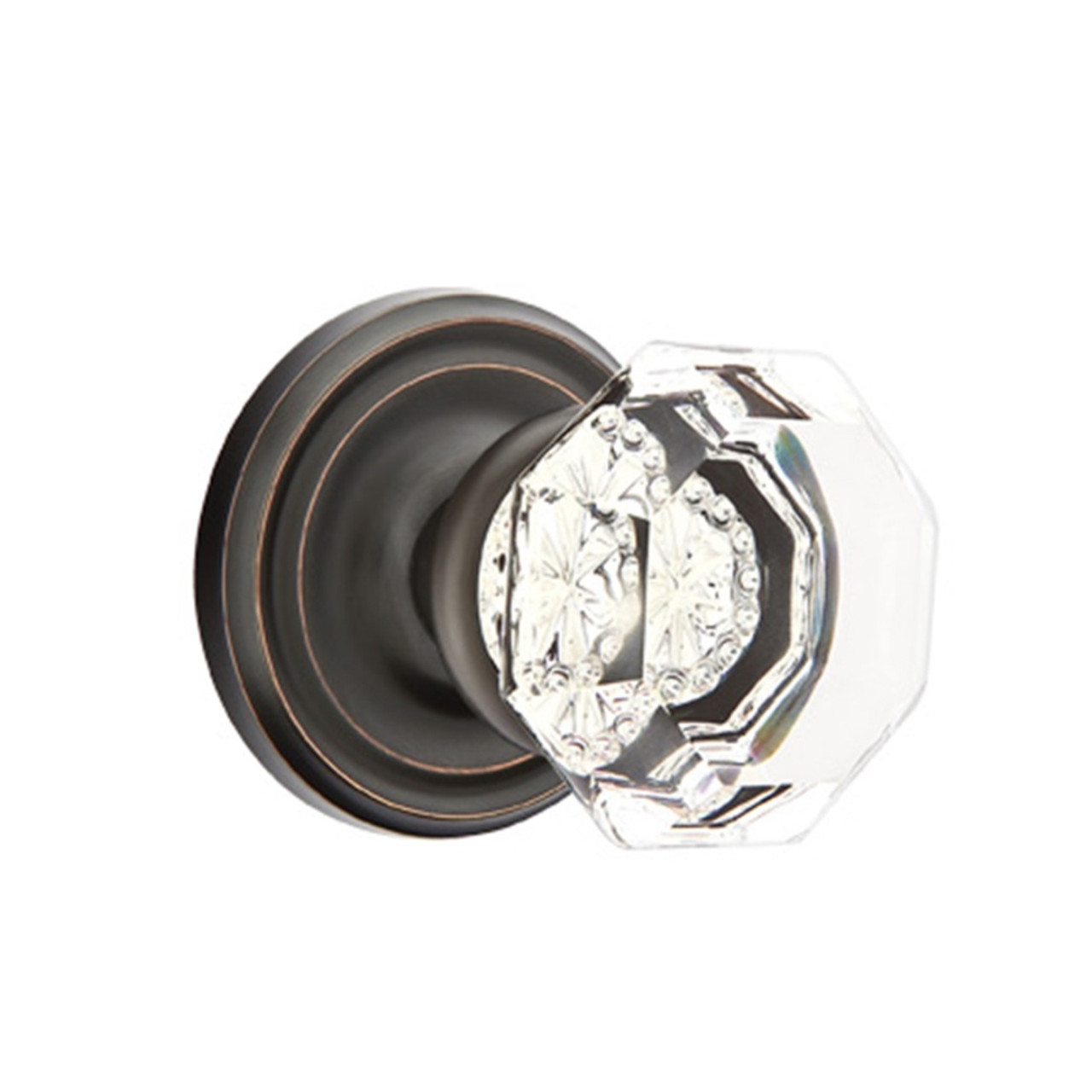 Emtek 8050-OT-US10B Old Town Clear Crystal Door Knob Dummy Set With Regular  Rosette Oil Rubbed Bronze