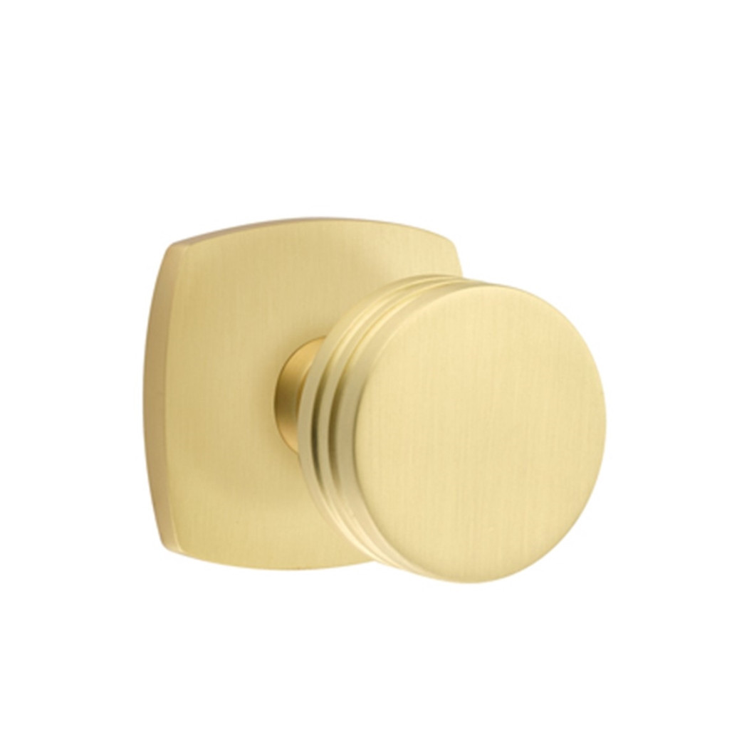 Emtek 5326BNUS4 Bern Door Knob Privacy Set With Urban Modern Rosette Satin Brass