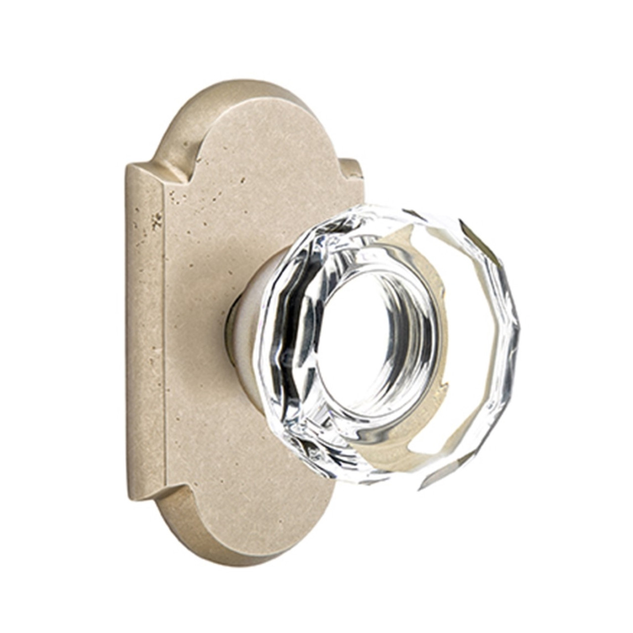 Emtek 7108-PC-TWB Providence Crystal Door Knob Passage Set With Sandcast  Bronze #1 Rosette Tumbled White Bronze 