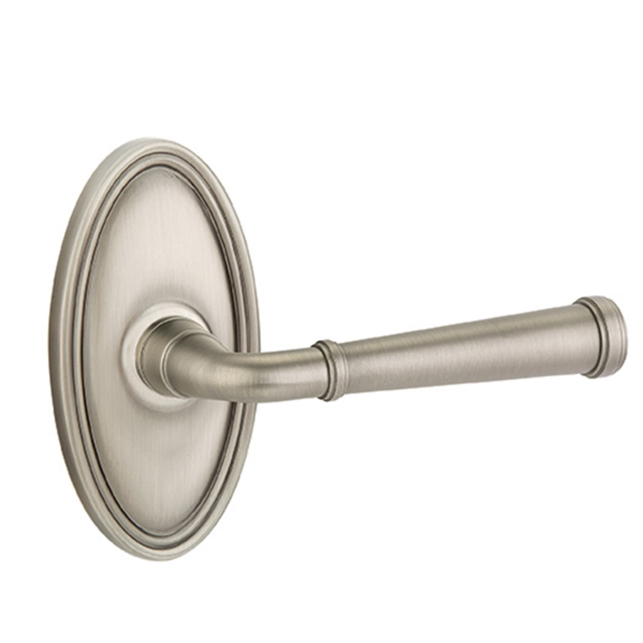 Emtek 8220-ME-US15A Merrimack Door Lever Privacy Set With Oval Rosette Pewter