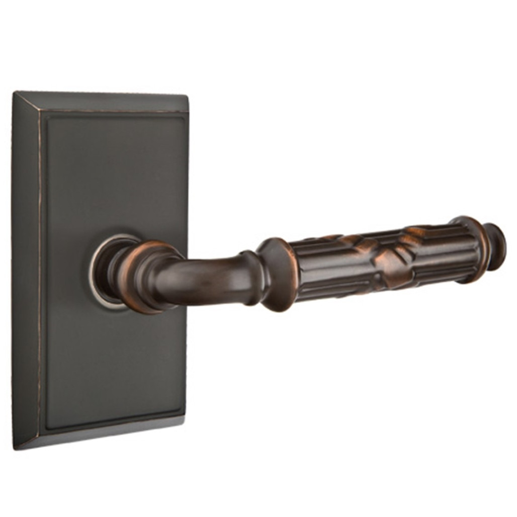 Emtek 8121RBLUS10B Ribbon & Reed Door Lever Passage Set With