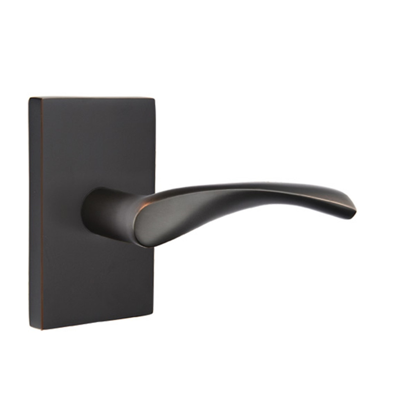 Door Lever Helios Rectangular rosette (Black hardware) Privacy Left by Emtek