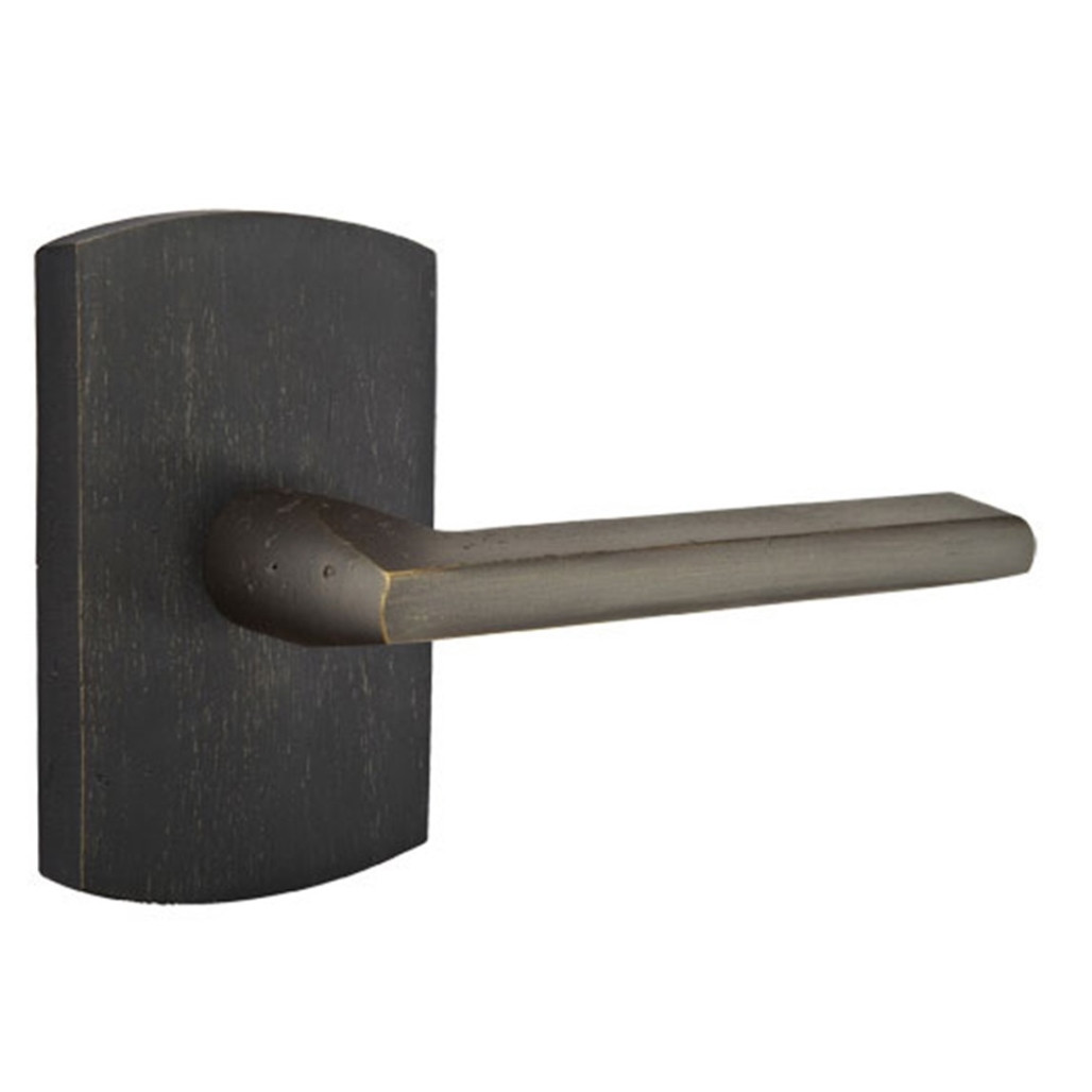 Emtek 7200-LR-MB Lariat Sandcast Bronze Door Lever Privacy Set With #4 Rosette Medium Bronze