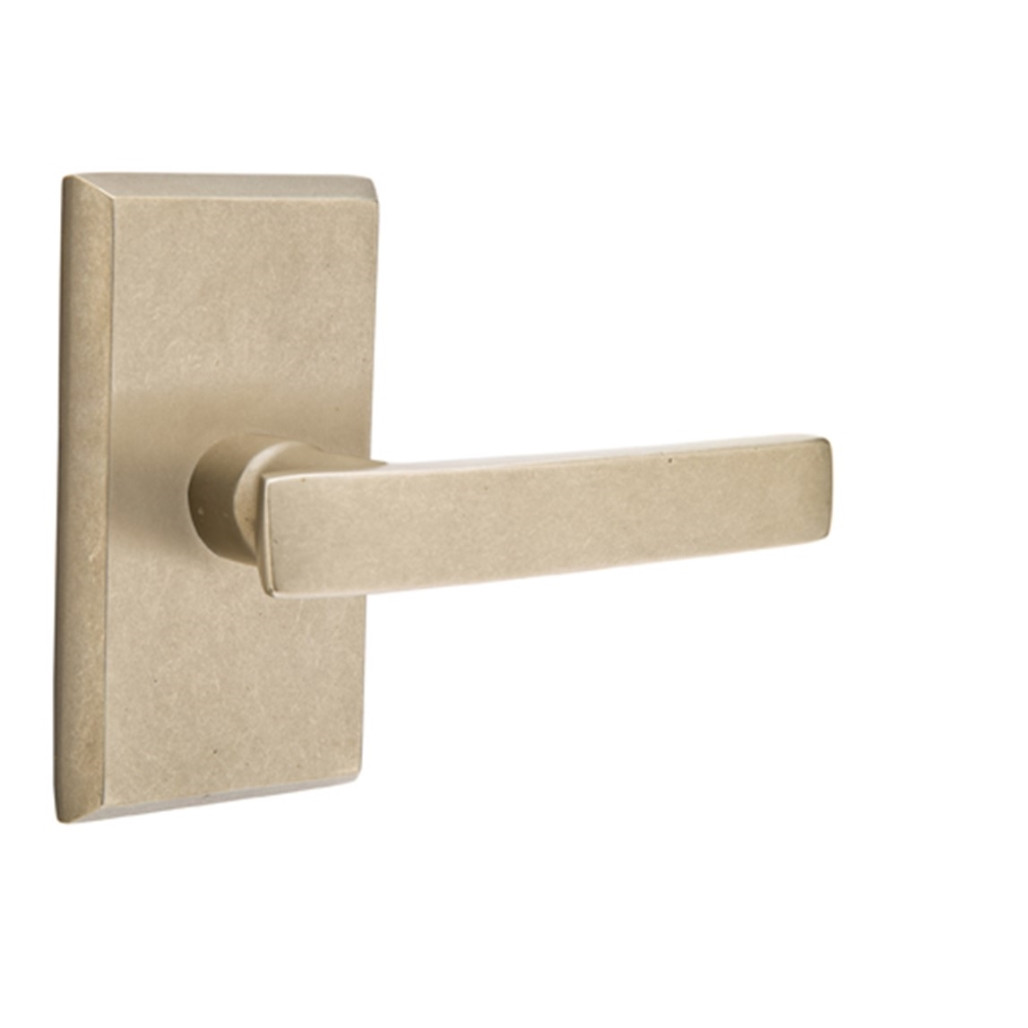 Emtek 7054-YM-TWB Yuma Sandcast Bronze Door Lever Dummy Set With #3 Rosette Tumbled White Bronze