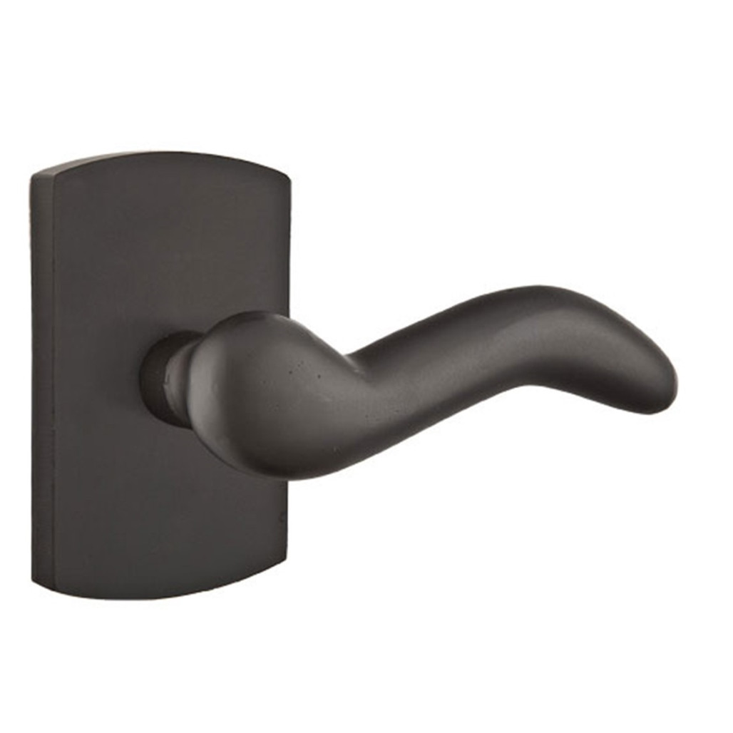 Emtek 7200-CD-FB Cody Sandcast Bronze Door Lever Privacy Set With #4 Rosette Flat Black Bronze