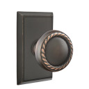 Emtek 8521-RK-US10B Rope Door Knob Dummy Set With Rectangular Rosette Oil Rubbed Bronze