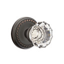 Emtek 8101-AS-US10B Astoria Clear Crystal Door Knob Passage Set With Rope Rosette Oil Rubbed Bronze