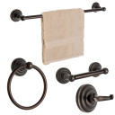 Dynasty Hardware 3800-ORB-4 Palisades Series Bathroom Hardware Set, Oil Rubbed Bronze, 4-Piece Set, With 24" Towel Bar