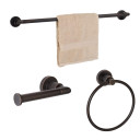 Dynasty Hardware 4000-ORB-3 Manhattan Towel Bar Set, Oil Rubbed Bronze, 3-Piece Set, With 24" Towel Bar