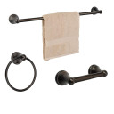 Dynasty Hardware 5000-ORB-3 Brentwood Towel Bar Set, Oil Rubbed Bronze, 3-Piece Set, With 24" Towel Bar