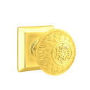 Emtek 8531-LN-US3 Lancaster Door Knob Dummy Set With Quincy Rosette Polished Brass