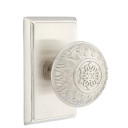 Emtek 8121-LN-US15 Lancaster Door Knob Passage Set With Rectangular Rosette Satin Nickel