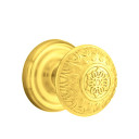 Emtek 8200-LN-US3 Lancaster Door Knob Privacy Set With Regular Rosette Polished Brass