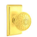 Emtek 8221-LN-US3 Lancaster Door Knob Privacy Set With Rectangular Rosette Polished Brass