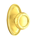 Emtek 8520-RBK-US3 Ribbon & Reed Door Knob Dummy Set With Oval Rosette Polished Brass