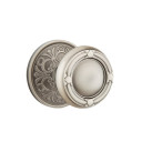 Emtek 8206-RBK-US15A Ribbon & Reed Door Knob Privacy Set With Lancaster Rosette Pewter