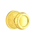 Emtek 8206-RBK-US3 Ribbon & Reed Door Knob Privacy Set With Lancaster Rosette Polished Brass