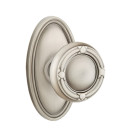 Emtek 8220-RBK-US15A Ribbon & Reed Door Knob Privacy Set With Oval Rosette Pewter