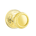 Emtek 8106-RK-US3 Rope Door Knob Passage Set With Lancaster Rosette Polished Brass