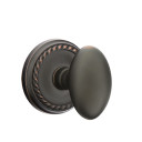 Emtek 8051-E-US10B Egg Door Knob Dummy Set With Rope Rosette Oil Rubbed Bronze