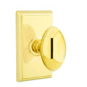 Emtek 8521-E-US3 Egg Door Knob Dummy Set With Rectangular Rosette Polished Brass