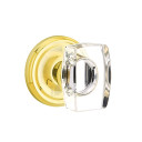 Emtek 8200-WS-US3 Windsor Crystal Door Knob Privacy Set With Regular Rosette Polished Brass