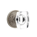 Emtek 8206-WS-US15A Windsor Crystal Door Knob Privacy Set With Lancaster Rosette Pewter