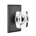 Emtek 8221-WS-US19 Windsor Crystal Door Knob Privacy Set With Rectangular Rosette Flat Black