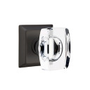 Emtek 8231-WS-US19 Windsor Crystal Door Knob Privacy Set With Quincy Rosette Flat Black