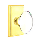 Emtek 8121-HT-US3 Hampton Crystal Door Knob Passage Set With Rectangular Rosette Polished Brass