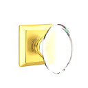 Emtek 8131-HT-US3 Hampton Crystal Door Knob Passage Set With Quincy Rosette Polished Brass