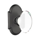 Emtek 8208-HT-US19 Hampton Crystal Door Knob Privacy Set With #8 Rosette Flat Black