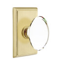 Emtek 8221-HT-US4 Hampton Crystal Door Knob Privacy Set With Rectangular Rosette Satin Brass