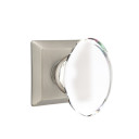 Emtek 8231-HT-US15A Hampton Crystal Door Knob Privacy Set With Quincy Rosette Pewter