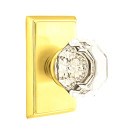 Emtek 8521-OT-US3 Old Town Clear Crystal Door Knob Dummy Set With Rectangular Rosette Polished Brass