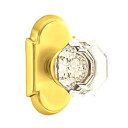 Emtek 8108-OT-US3 Old Town Clear Crystal Door Knob Passage Set With #8 Rosette Polished Brass