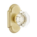Emtek 8208-OT-US4 Old Town Clear Crystal Door Knob Privacy Set With #8 Rosette Satin Brass