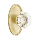 Emtek 8220-OT-US4 Old Town Clear Crystal Door Knob Privacy Set With Oval Rosette Satin Brass