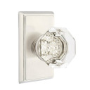 Emtek 8221-OT-US15 Old Town Clear Crystal Door Knob Privacy Set With Rectangular Rosette Satin Nickel