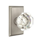 Emtek 8221-OT-US15A Old Town Clear Crystal Door Knob Privacy Set With Rectangular Rosette Pewter