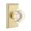Emtek 8221-OT-US7 Old Town Clear Crystal Door Knob Privacy Set With Rectangular Rosette French Antique