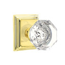 Emtek 8261-OT-US3 Old Town Clear Crystal Door Knob Privacy Set With Wilshire Rosette Polished Brass