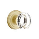 Emtek 8050-LW-US4 Lowell Crystal Door Knob Dummy Set With Regular Rosette Satin Brass