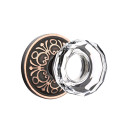 Emtek 8056-LW-US10B Lowell Crystal Door Knob Dummy Set With Lancaster Rosette Oil Rubbed Bronze