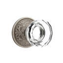 Emtek 8056-LW-US15A Lowell Crystal Door Knob Dummy Set With Lancaster Rosette Pewter